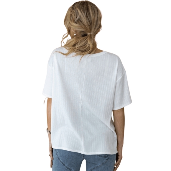 Women's Ribbed Top With Pocket - Picture 2 of 3